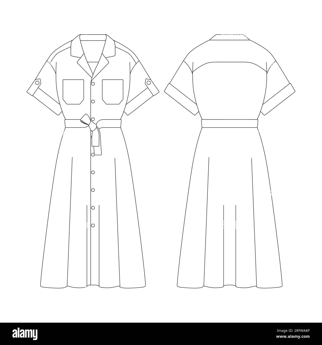 Modèle safari robe vectorielle illustration plat design contour collection de vêtements Illustration de Vecteur