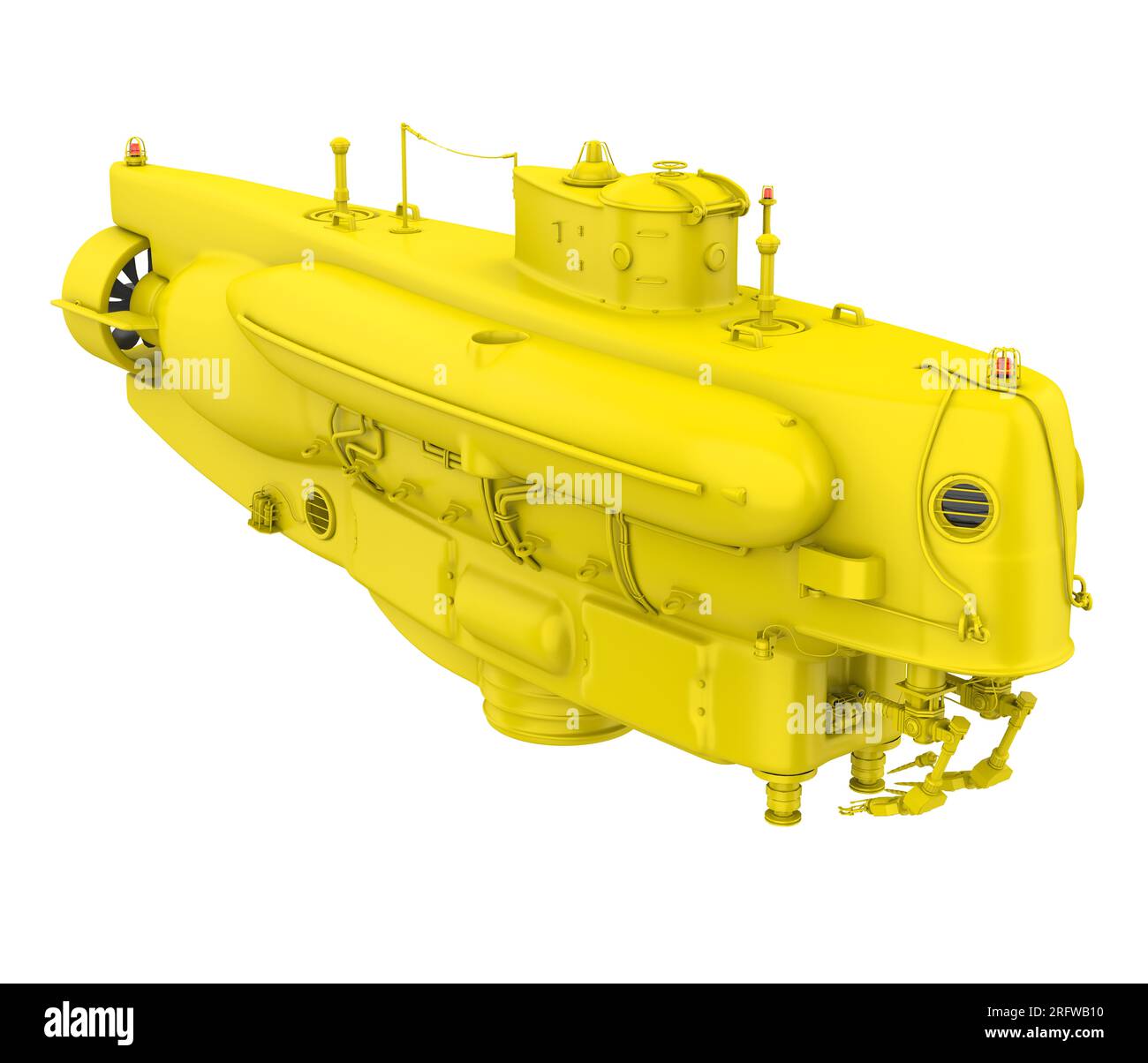 Petit sous-marin jaune isolé Banque D'Images