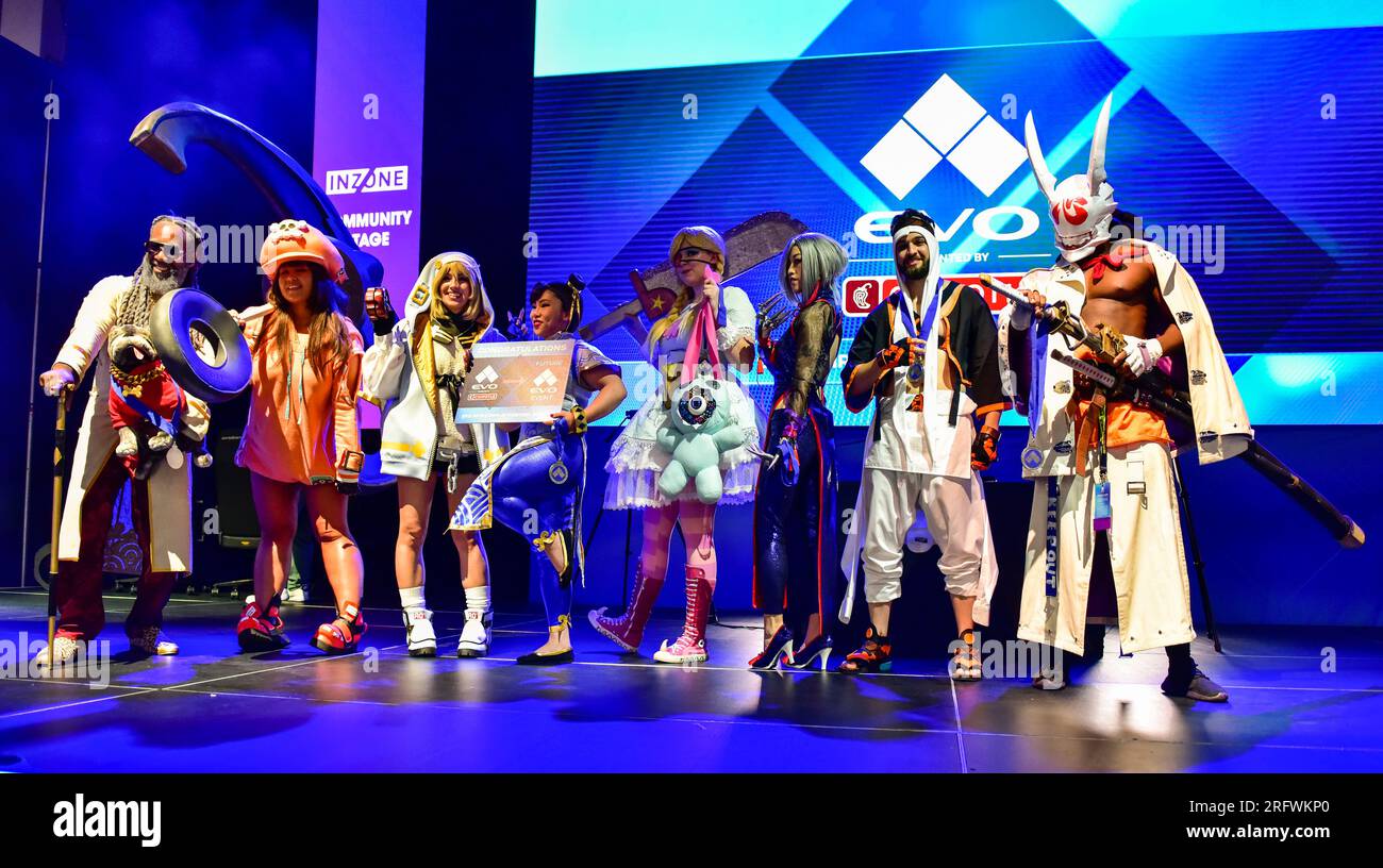 Las Vegas, Nevada États-Unis. 5 août 2023. Quelques-uns des gagnants du concours cosplay jour 2 à Evo Games 2023, tenu au Mandalay Bay Resort à Las Vegas. Crédit : Ken Howard/Alamy Banque D'Images