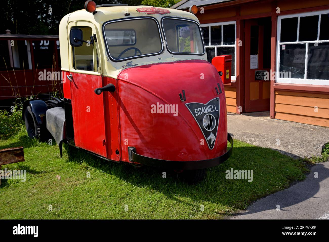 Un ancien camion de livraison de chevaux de fer Scammell Scarab des chemins de fer britanniques au Toddington Railway Centre, Glos Warickshire Railway, juillet 2023 Banque D'Images