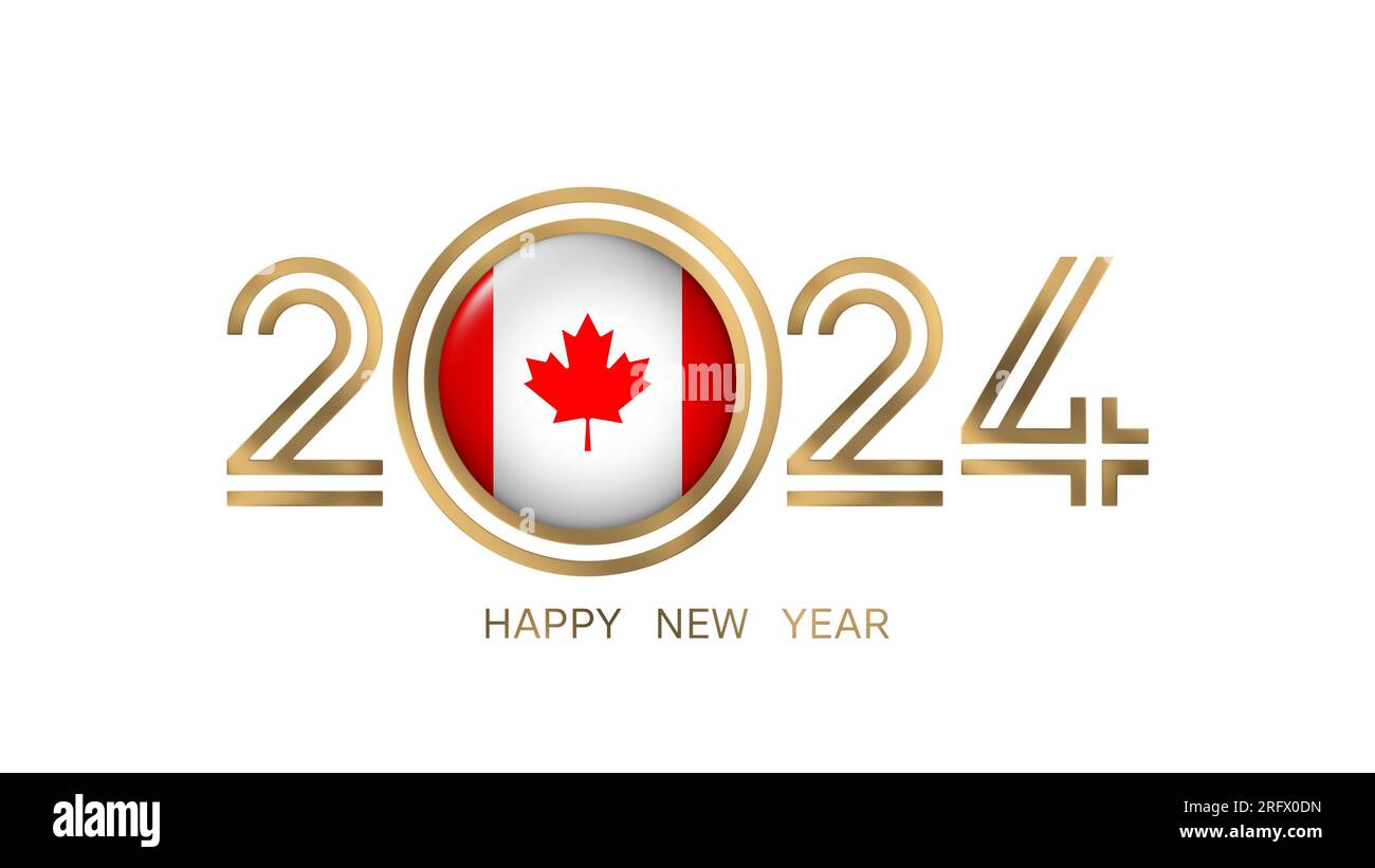 Bonne année 2024 drapeau du Canada Banque D'Images
