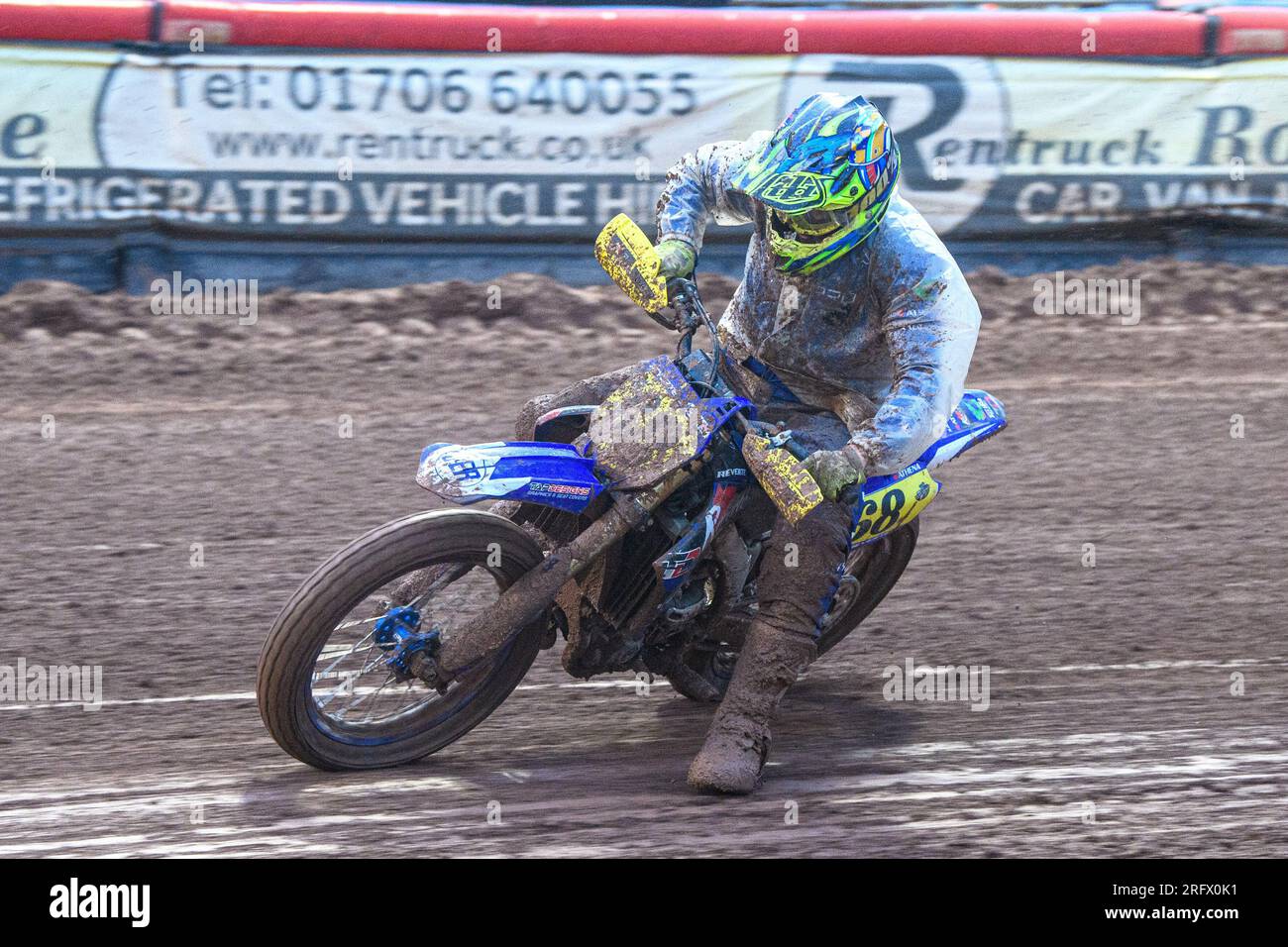 Eric Reverté (68 ans) d'Espagne en action lors du Championnat du monde FIM de Flat Track Round 1 au National Speedway Stadium, Manchester le samedi 5 août 2023. (Photo : Ian Charles | MI News) crédit : MI News & Sport / Alamy Live News Banque D'Images