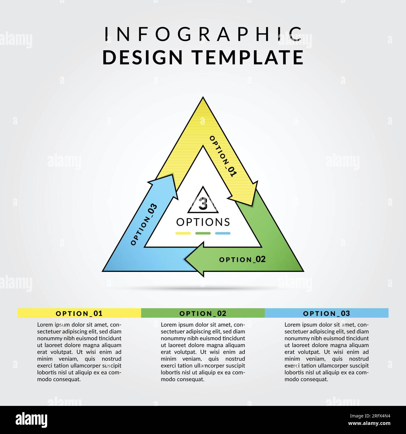 3 options conception vectorielle infographique avec concept coloré pour le marketing. Modèle de conception d'infographies commerciales. Vecteur et illustration. Illustration de Vecteur