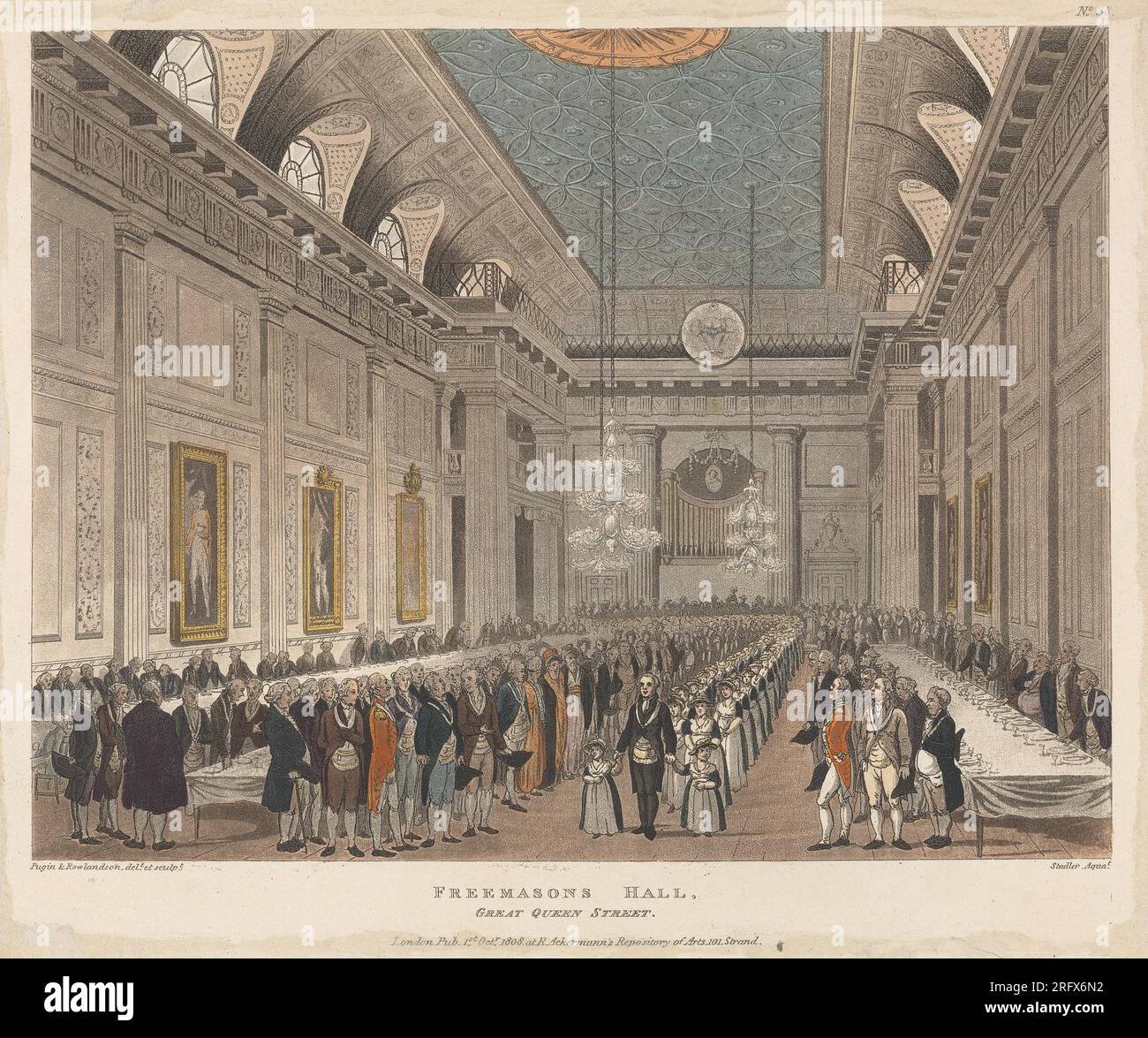 Freemasons Hill, Great Queen Street 1808 par Thomas Rowlandson Banque D'Images