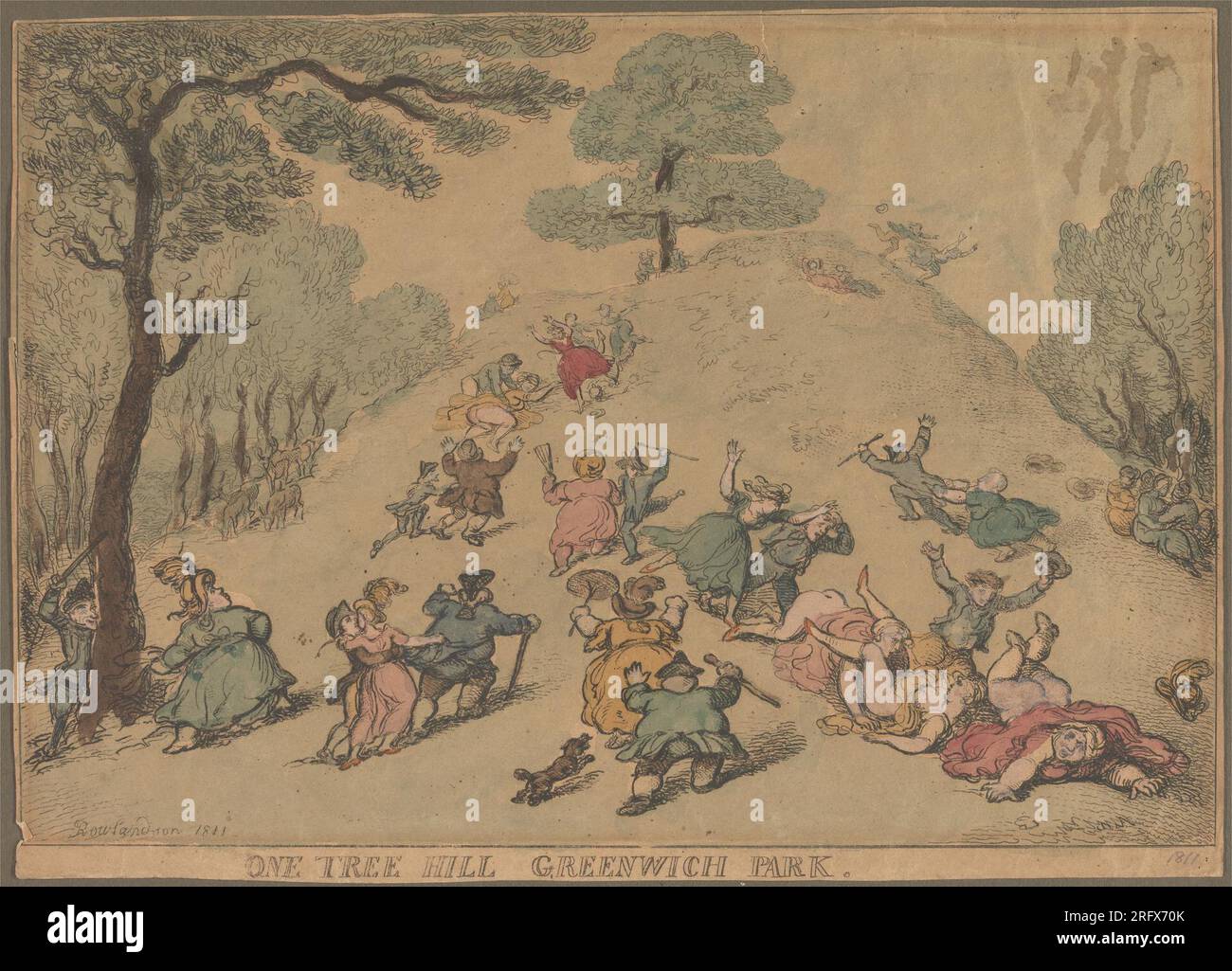 One Tree Hill Greenwich Park 1811 par Thomas Rowlandson Banque D'Images