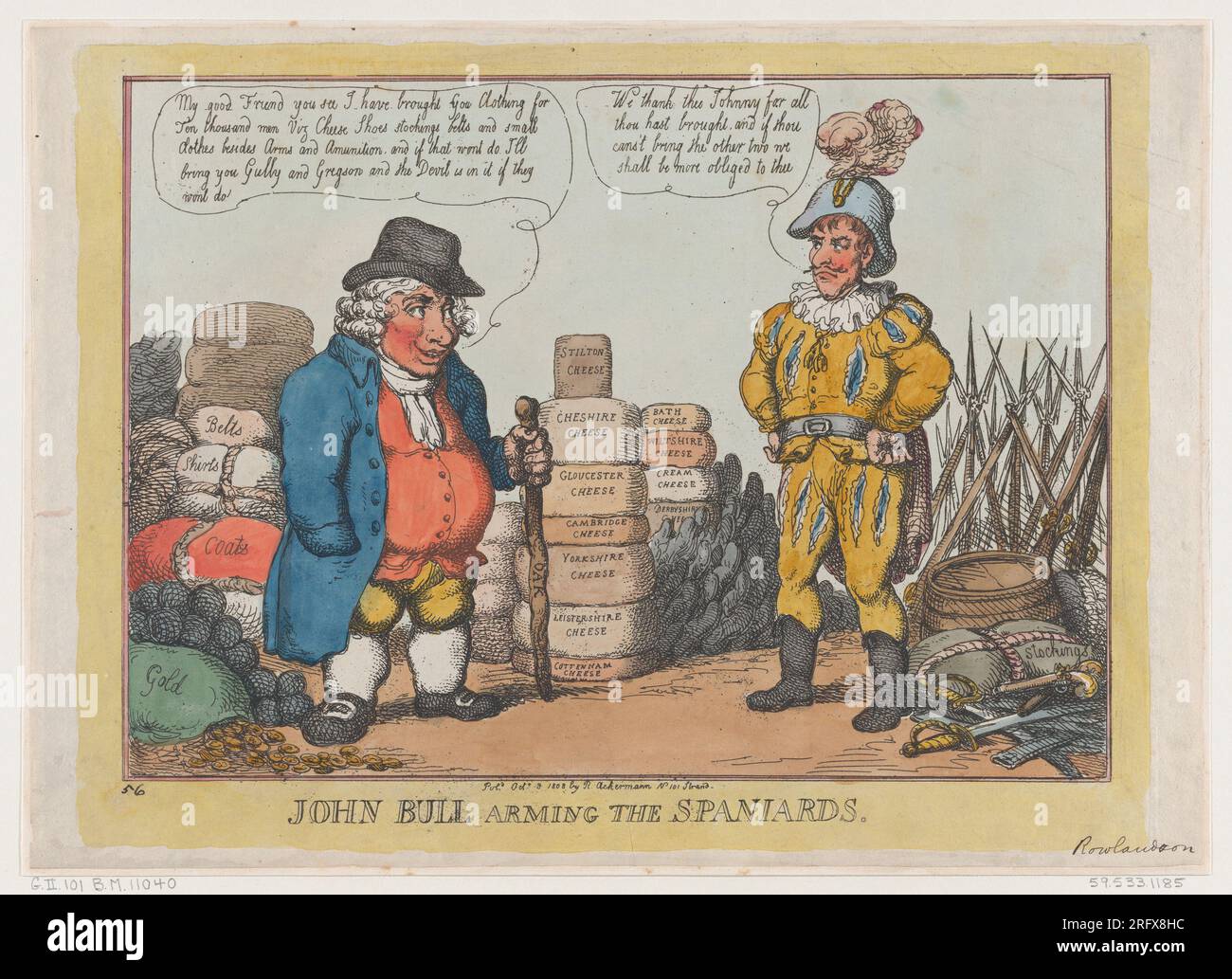 John Bull armant les Espagnols 3 octobre 1808 par Thomas Rowlandson Banque D'Images