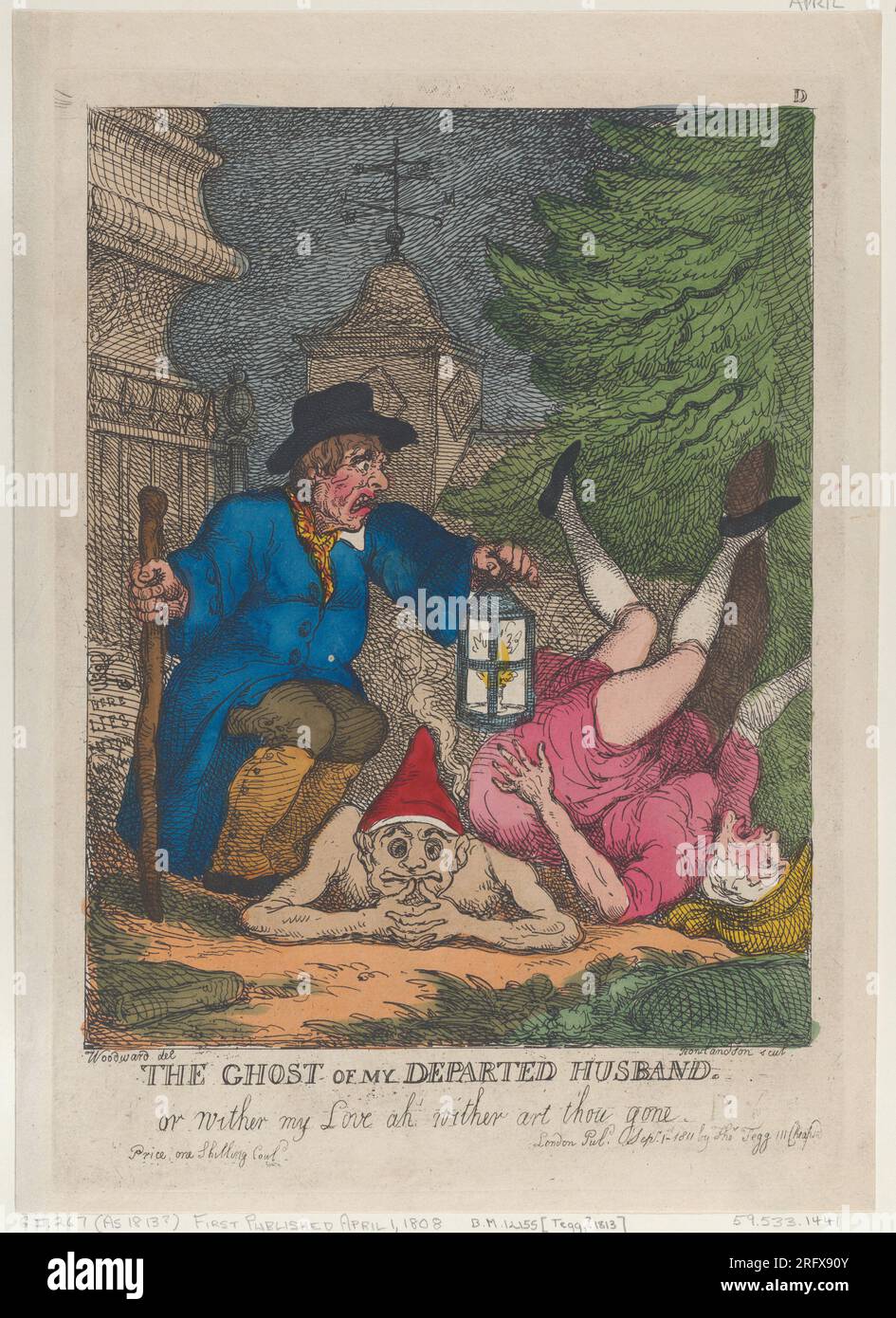 The Ghost of My Departed Husband, or Wither my Love ah Wither art thou gone [1 avril 1808], réédité le 1 septembre 1811 par Thomas Rowlandson Banque D'Images
