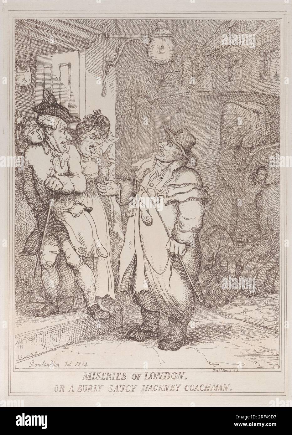 Miseries of London, or a Surly Saucy Hackney Coachman 4 juin 1814 par Thomas Rowlandson Banque D'Images