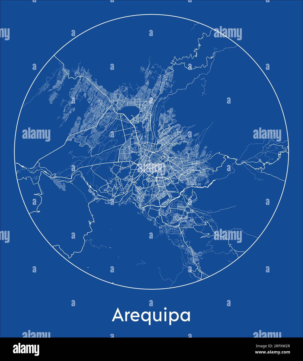 Plan de la ville Arequipa Pérou Amérique du Sud bleu impression ronde cercle illustration vectorielle Illustration de Vecteur