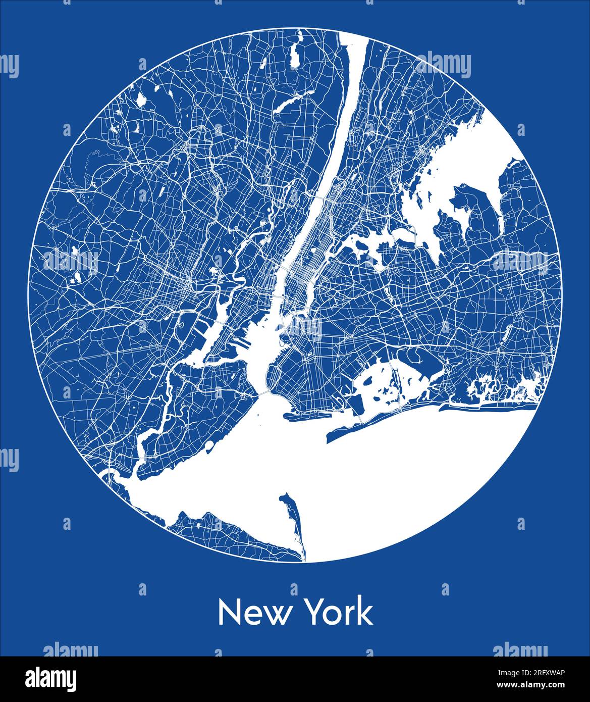 Plan de la ville New York États-Unis Amérique du Nord bleu impression ronde cercle illustration vectorielle Illustration de Vecteur
