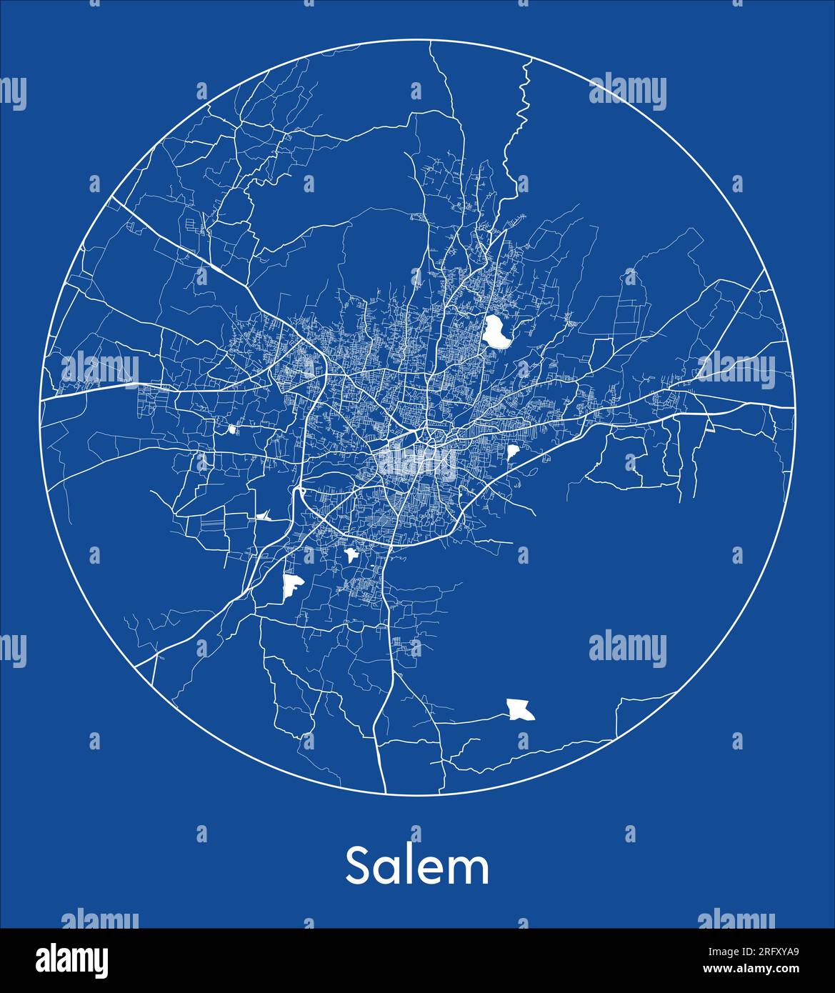 Plan de la ville Salem Inde Asie bleu imprimer rond cercle illustration vectorielle Illustration de Vecteur