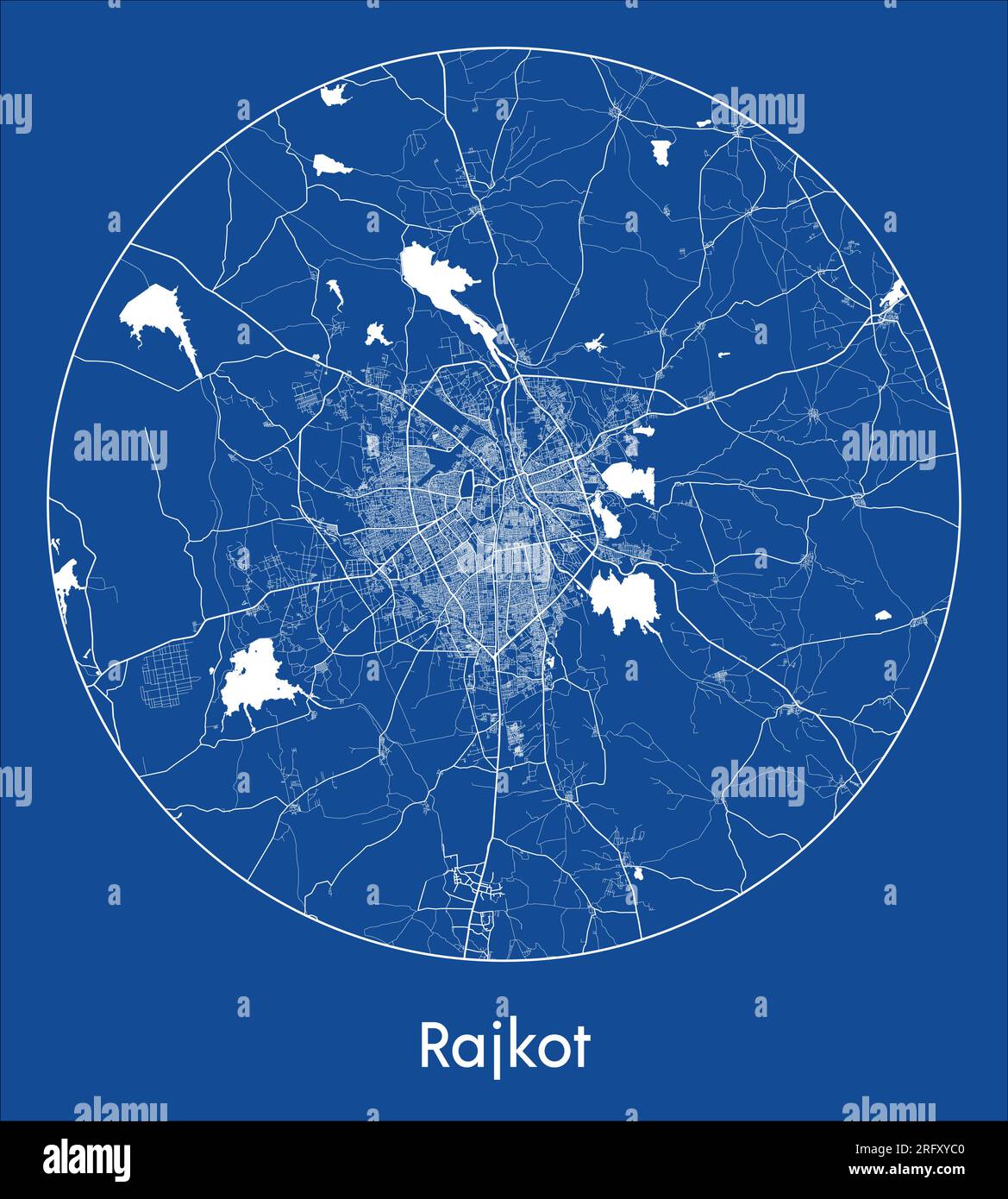 Plan de la ville Rajkot Inde Asie bleu imprimer rond cercle illustration vectorielle Illustration de Vecteur