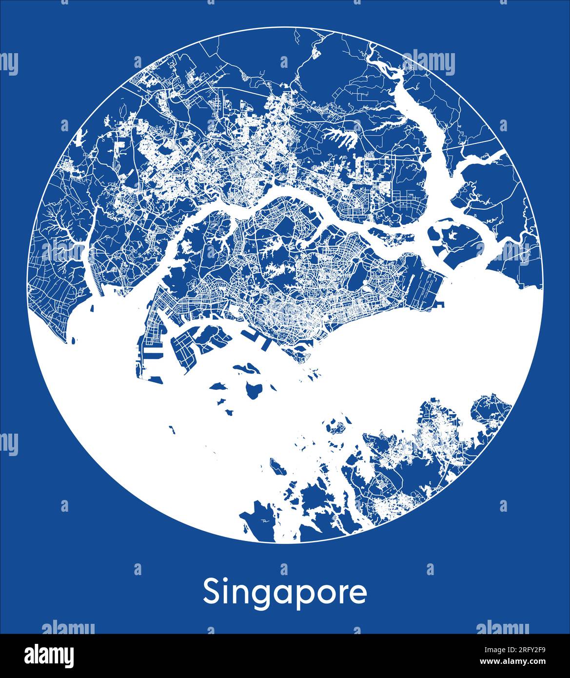 Plan de la ville Singapour Singapour Asie bleu imprimer rond cercle illustration vectorielle Illustration de Vecteur