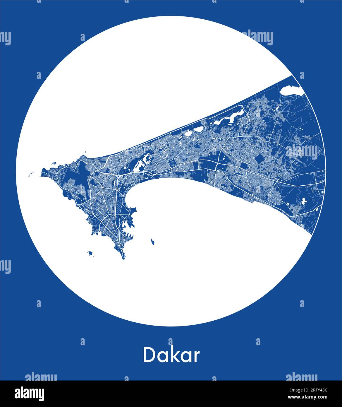 Plan de la ville Dakar Sénégal Afrique bleu imprimer rond cercle illustration vectorielle Illustration de Vecteur