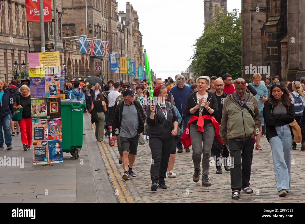 Festival d'Édimbourg Fringe Street Royaume-Uni. 6 août 2023. The High Street Royal Mile, Écosse, Royaume-Uni. Photo : visite à pied dans le Royal Mile. Crédit : Archwhite/ Banque D'Images