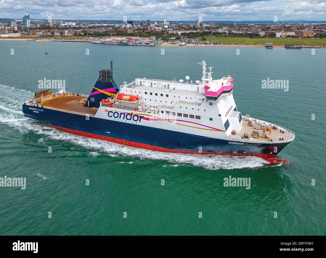Condor Islander est un ferry transmanche ROPAX exploité par Condor Ferries entre Portsmouth, Guernesey et Jersey. Banque D'Images