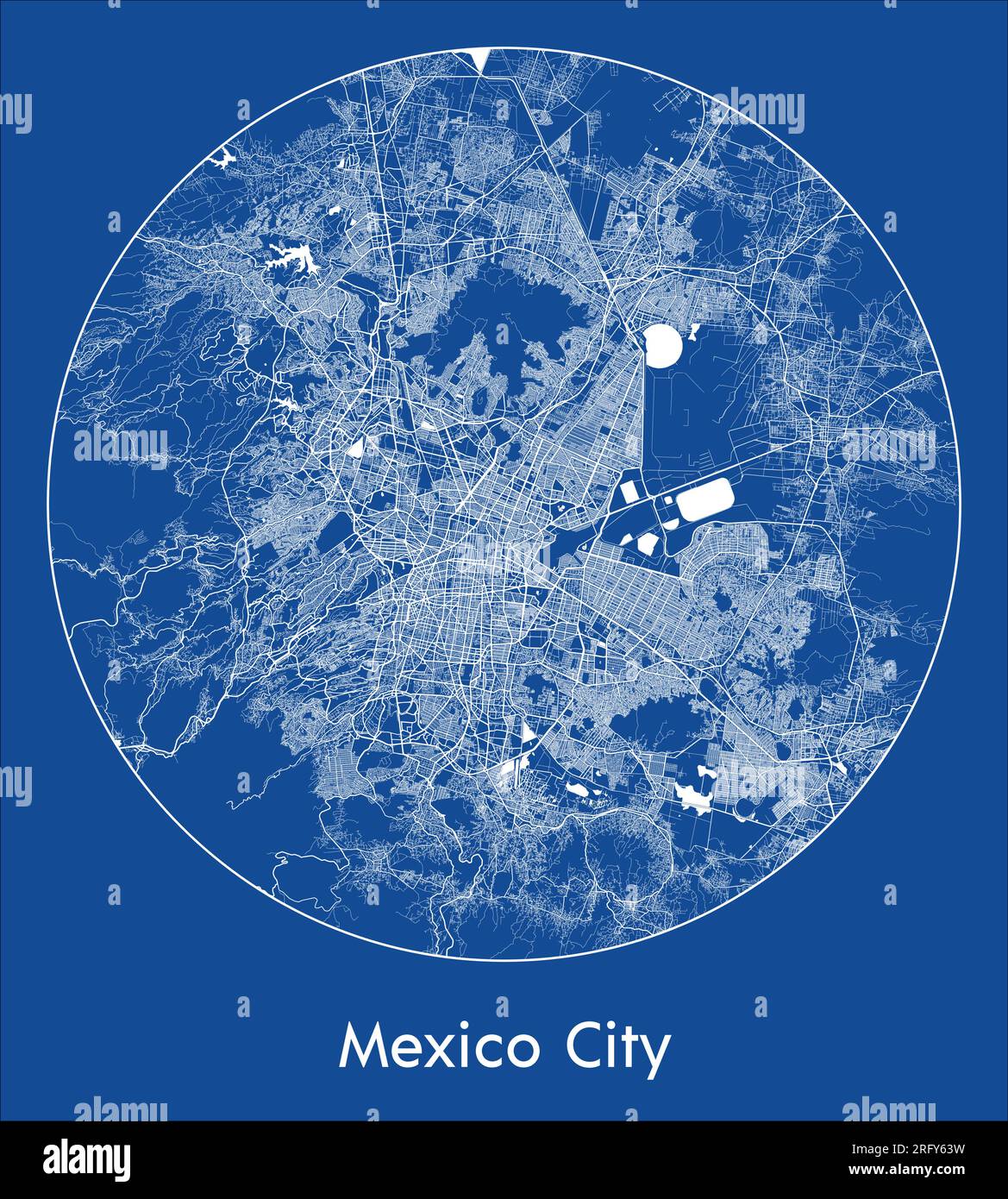 Carte de la ville Mexico Mexique Amérique du Nord bleu imprimer rond cercle illustration vectorielle Illustration de Vecteur