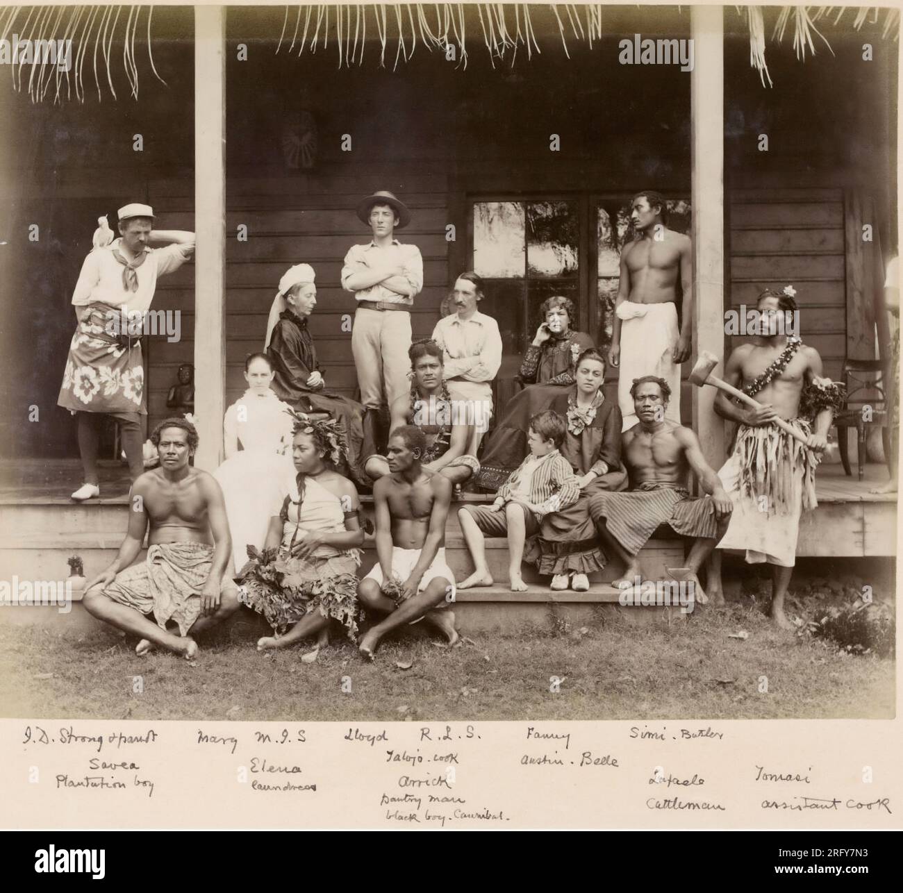 Groupe de famille Robert Louis Stevenson aux Samoa Banque D'Images