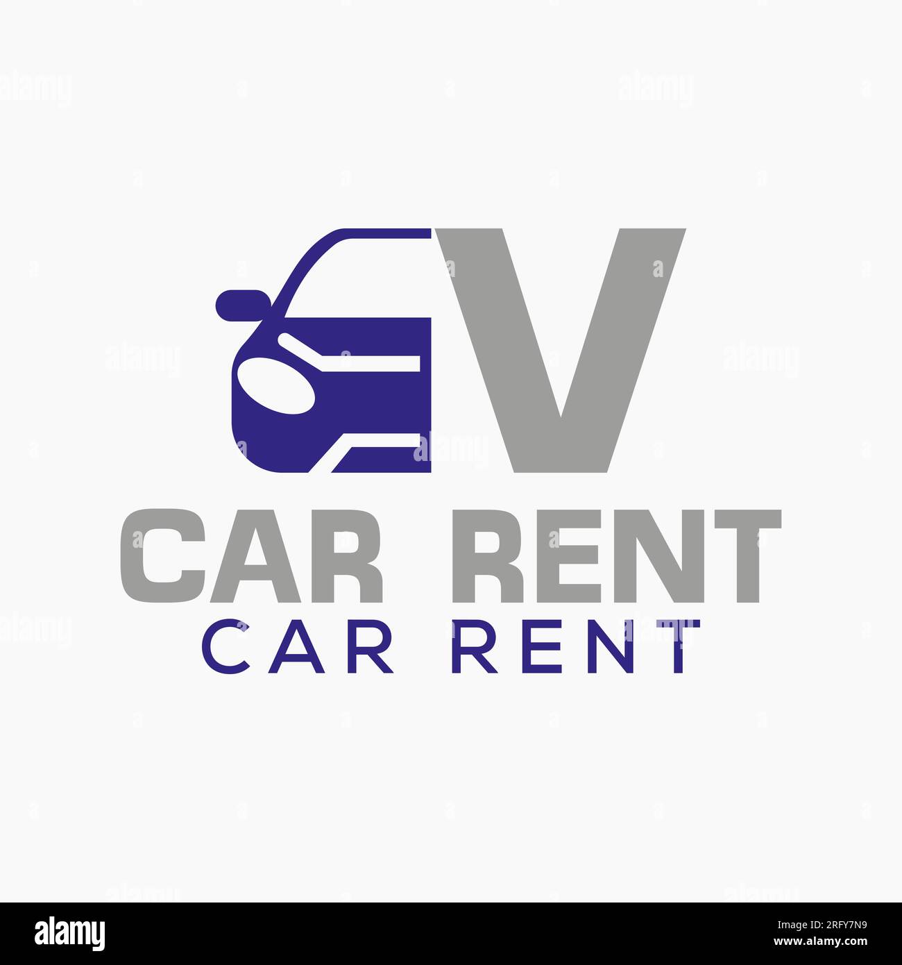 Modèle de conception de logo Letter V Rent car. Symbole du logo automobile Illustration de Vecteur