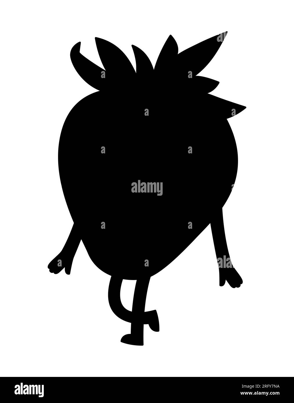 Personnage de fruit de fraise de dessin animé avec les mains et les jambes, logo d'alimentation saine, caractère vecteur de fruit d'été, silhouette Illustration de Vecteur