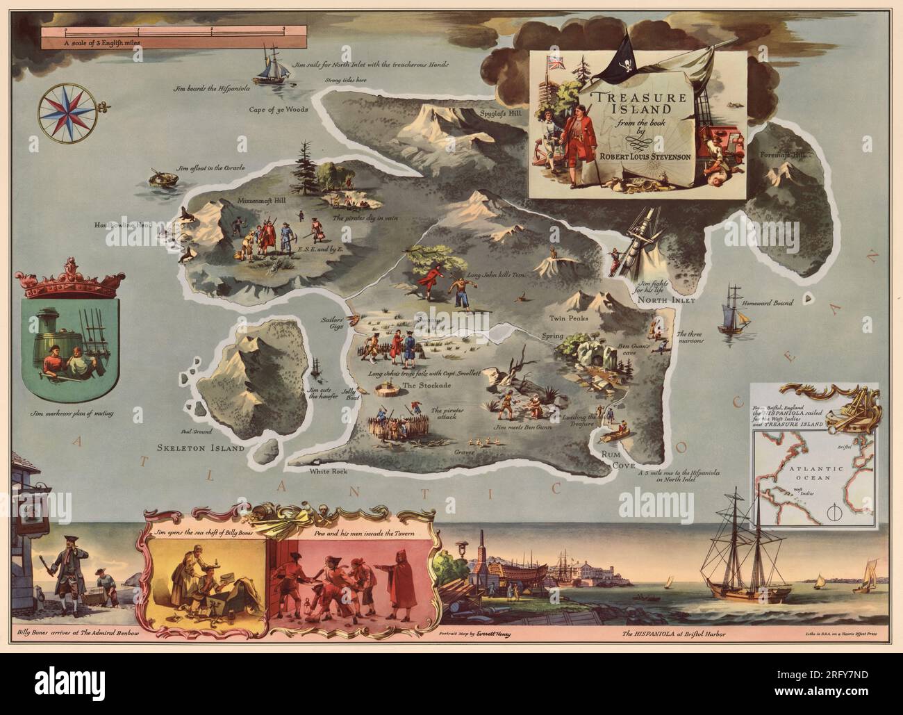 Carte de l'île au Trésor tirée du livre de Robert Louis Stevenson Banque D'Images