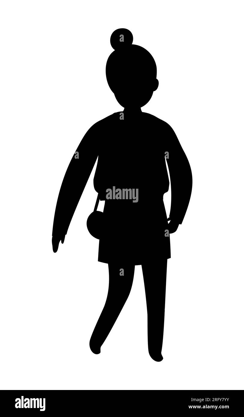 Silhouette noire d'une femme debout droite, personnage féminin portrait de corps entier, vecteur Illustration de Vecteur