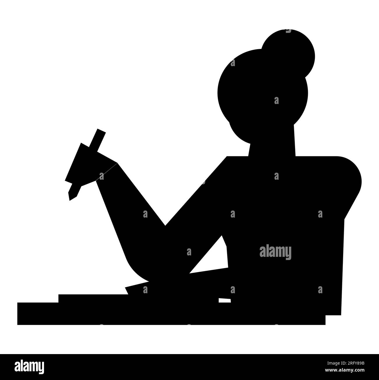 Silhouette noire d'une étudiante faisant ses devoirs, une femme tenant un stylo dans ses mains, vecteur isolé sur fond blanc Illustration de Vecteur