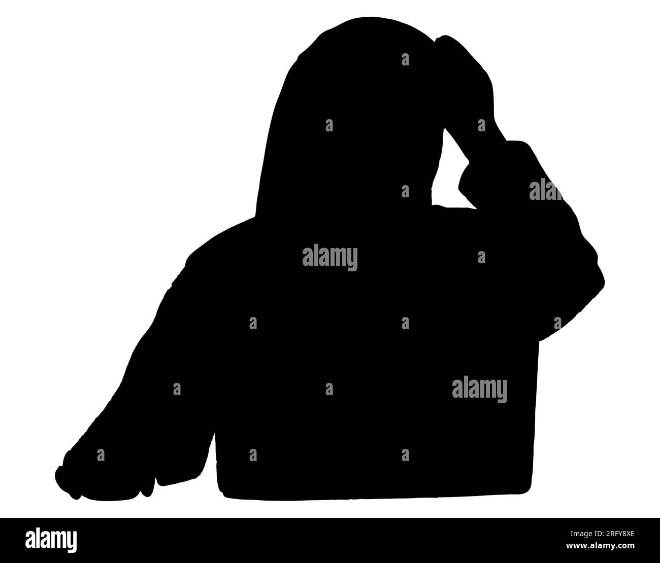 Silhouette noire d'une femme adulte confrontée à l'anxiété due à la pression de la société et aux attentes typiques, déception, illustration vectorielle isolée sur Illustration de Vecteur