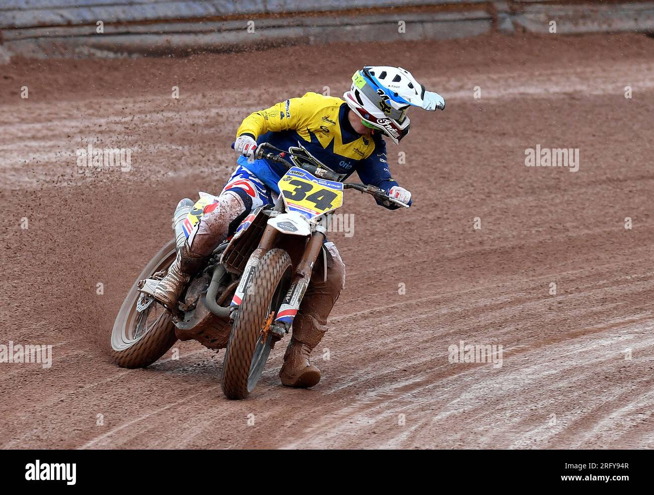 Ervin Krajčovič lors du Championnat du monde FIM Flat Track Round 1 au National Speedway Stadium, Manchester le samedi 5 août 2023. (Photo : Media image Ltd | MI News) crédit : MI News & Sport / Alamy Live News Banque D'Images