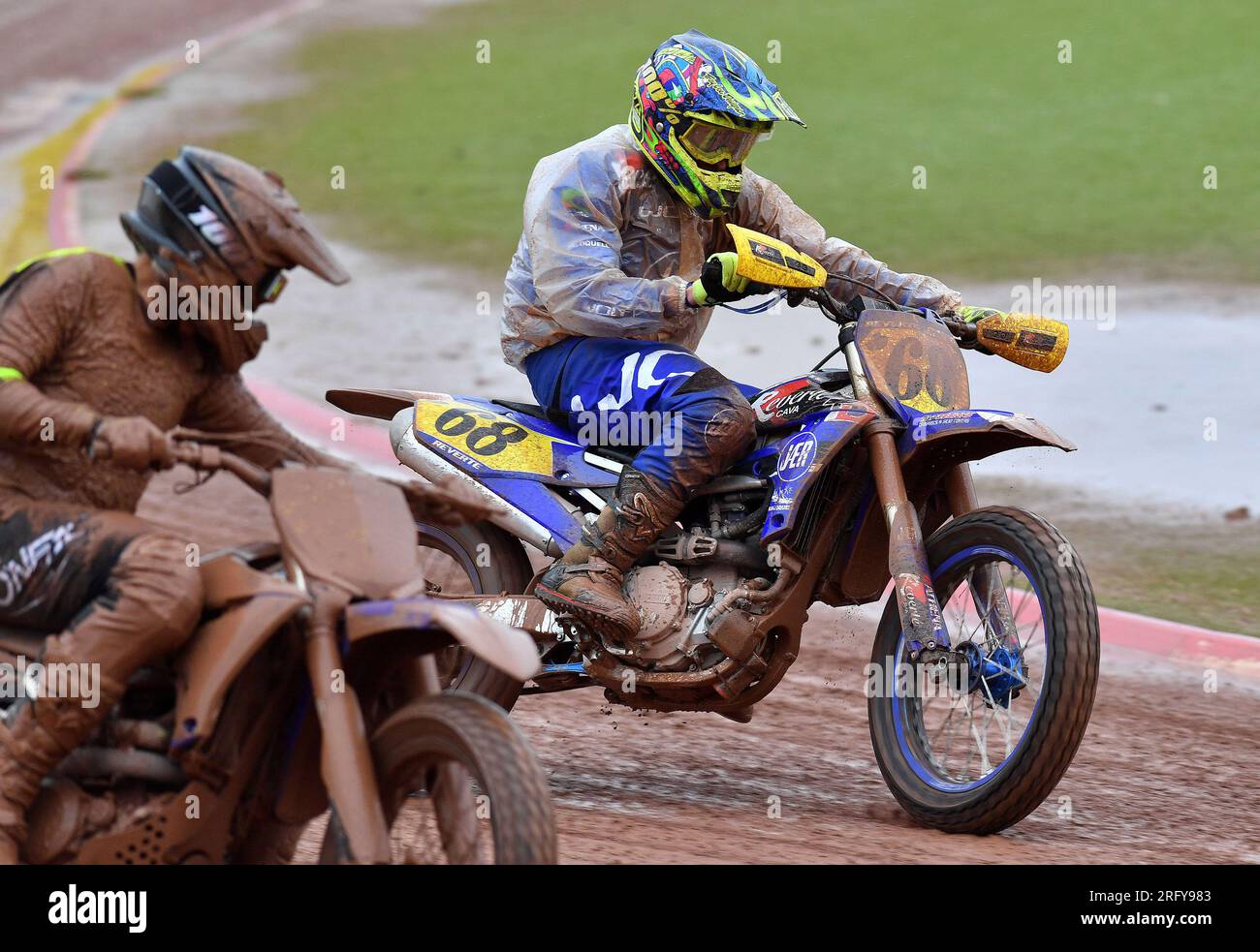 Eric Reverté lors du Championnat du monde FIM Flat Track Round 1 au National Speedway Stadium, Manchester le samedi 5 août 2023. (Photo : Media image Ltd | MI News) crédit : MI News & Sport / Alamy Live News Banque D'Images