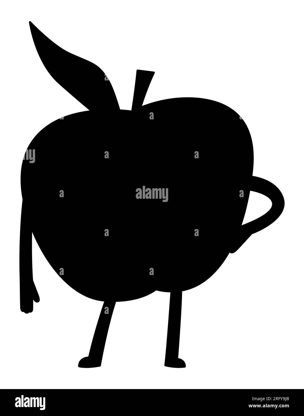 Personnage de fruit de pomme de dessin animé avec les mains et les jambes, logo de saine alimentation, caractère vecteur de fruit d'été, silhouette Illustration de Vecteur