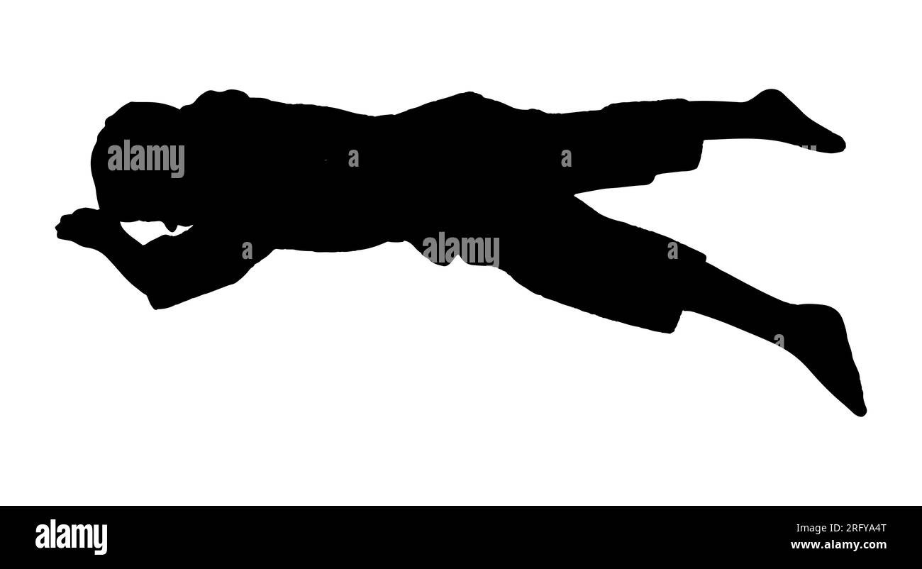 Silhouette noire d'un homme couché sur le sol, vecteur isolé sur fond blanc Illustration de Vecteur