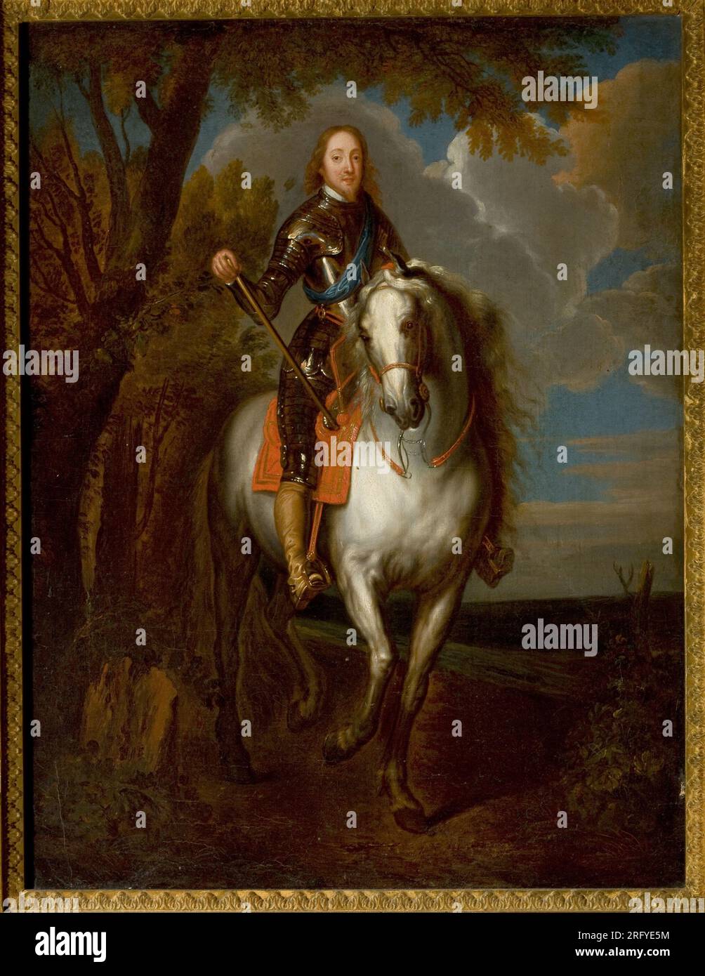 Portrait équestre d'un homme en armure par Anthony van Dyck Banque D'Images