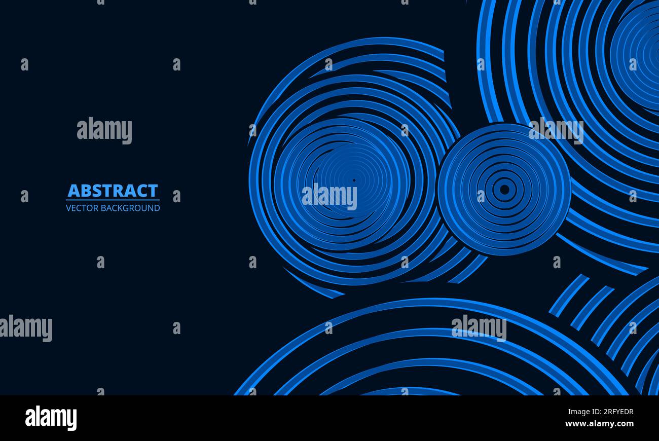 Fond bleu foncé abstrait avec des lignes géométriques de cercle. Illustration vectorielle de concept de technologie futuriste avec des lignes arrondies. Fond bleu foncé Illustration de Vecteur