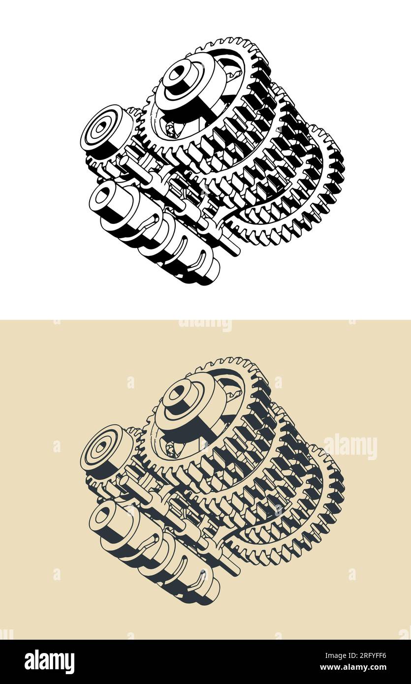 Illustration vectorielle stylisée de la boîte de vitesses de la transmission séquentielle Illustration de Vecteur