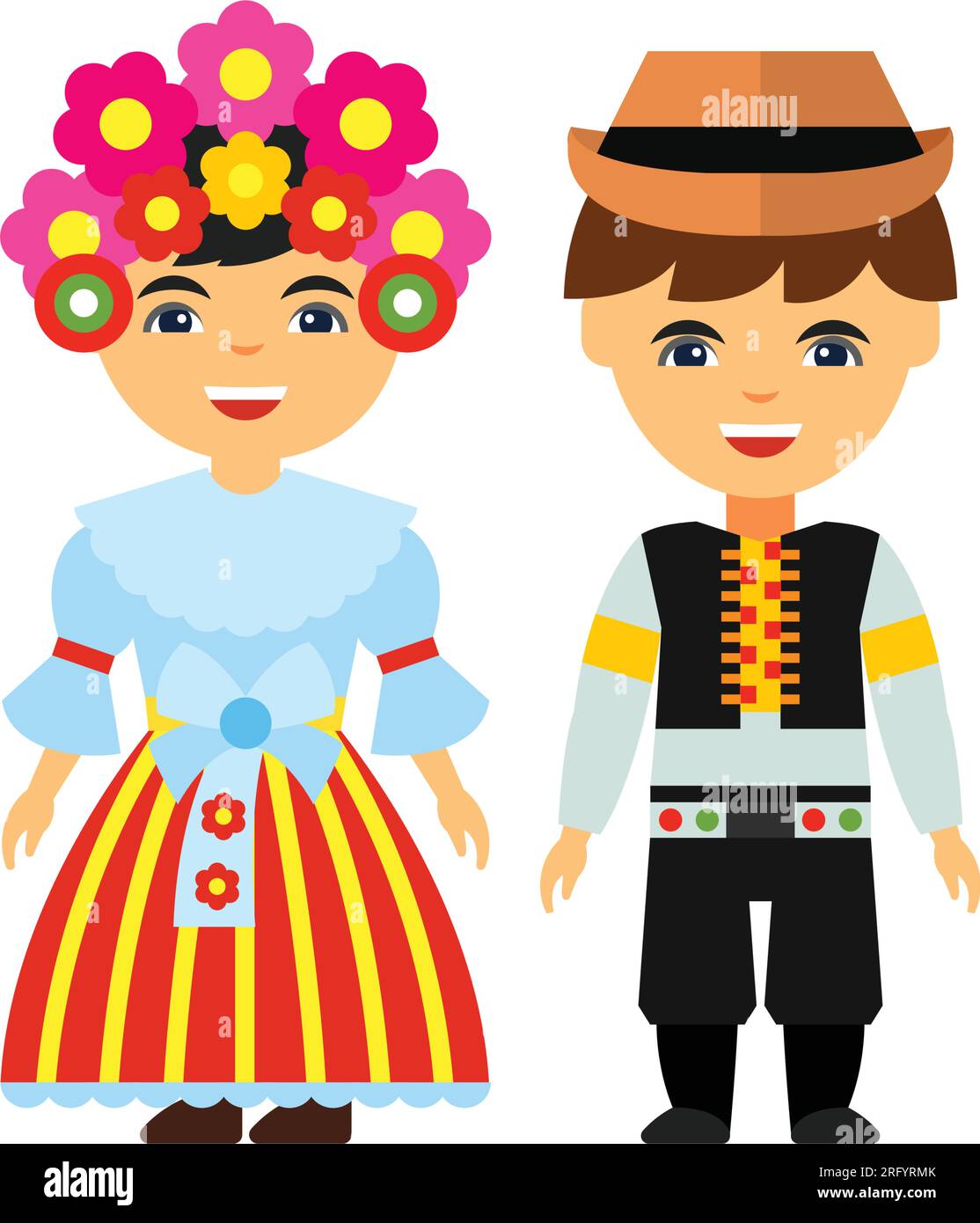 Souriants tchèques dans l'icône de la robe nationale Illustration de Vecteur
