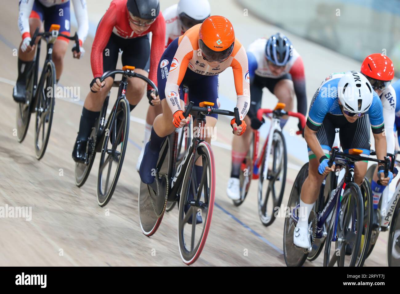 Glasgow, Royaume-Uni. 06 août 2023. GLASGOW, ÉCOSSE - 6 AOÛT : Marit Raaijmakers des pays-Bas lors de la course Elimination élite féminine le jour 4 des 96e Championnats du monde cycliste UCI Glasgow 2023 le 6 août 2023 à Glasgow, Écosse. (Photo de Tim Buitenhuis/Agence BSR) crédit : Agence BSR/Alamy Live News Banque D'Images