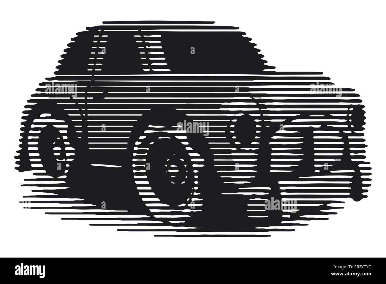 Illustration de voiture vectorielle de style scratchboard. Conception de logo automobile. Illustration de Vecteur