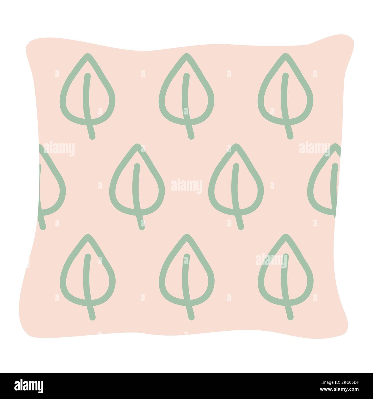 Coussin de canapé décoratif avec impression de feuilles, élément de design d'intérieur pour salon ou armoire, illustration vectorielle plate Illustration de Vecteur