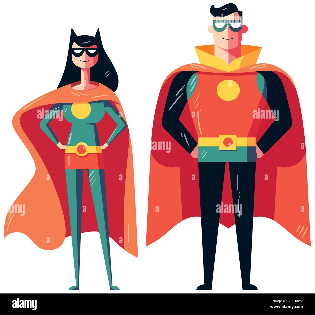 Flat Design Superhero couple Illustration de Vecteur
