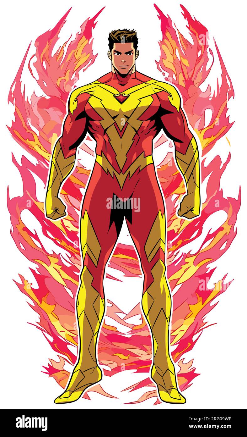 Fire Superhero Anime Illustration de Vecteur