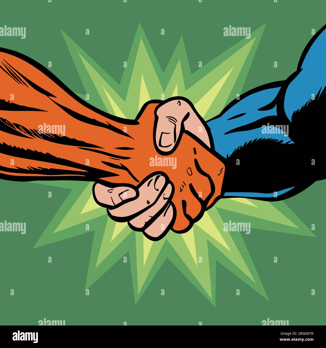 Gros plan sur la poignée de main d'un super-héros Illustration de Vecteur