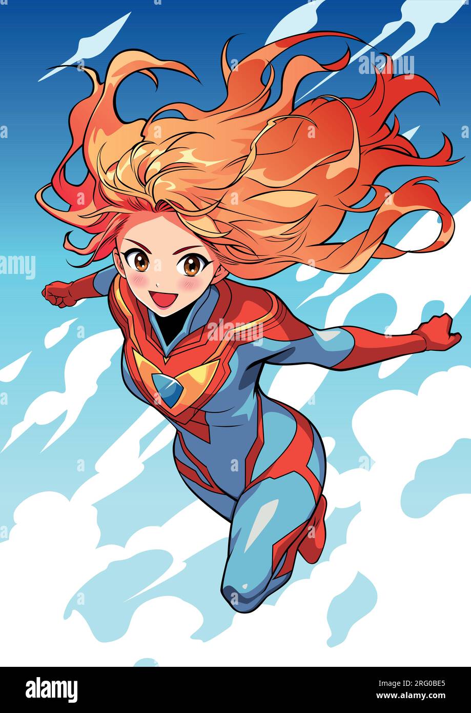Red Hair Superheroine Illustration de Vecteur