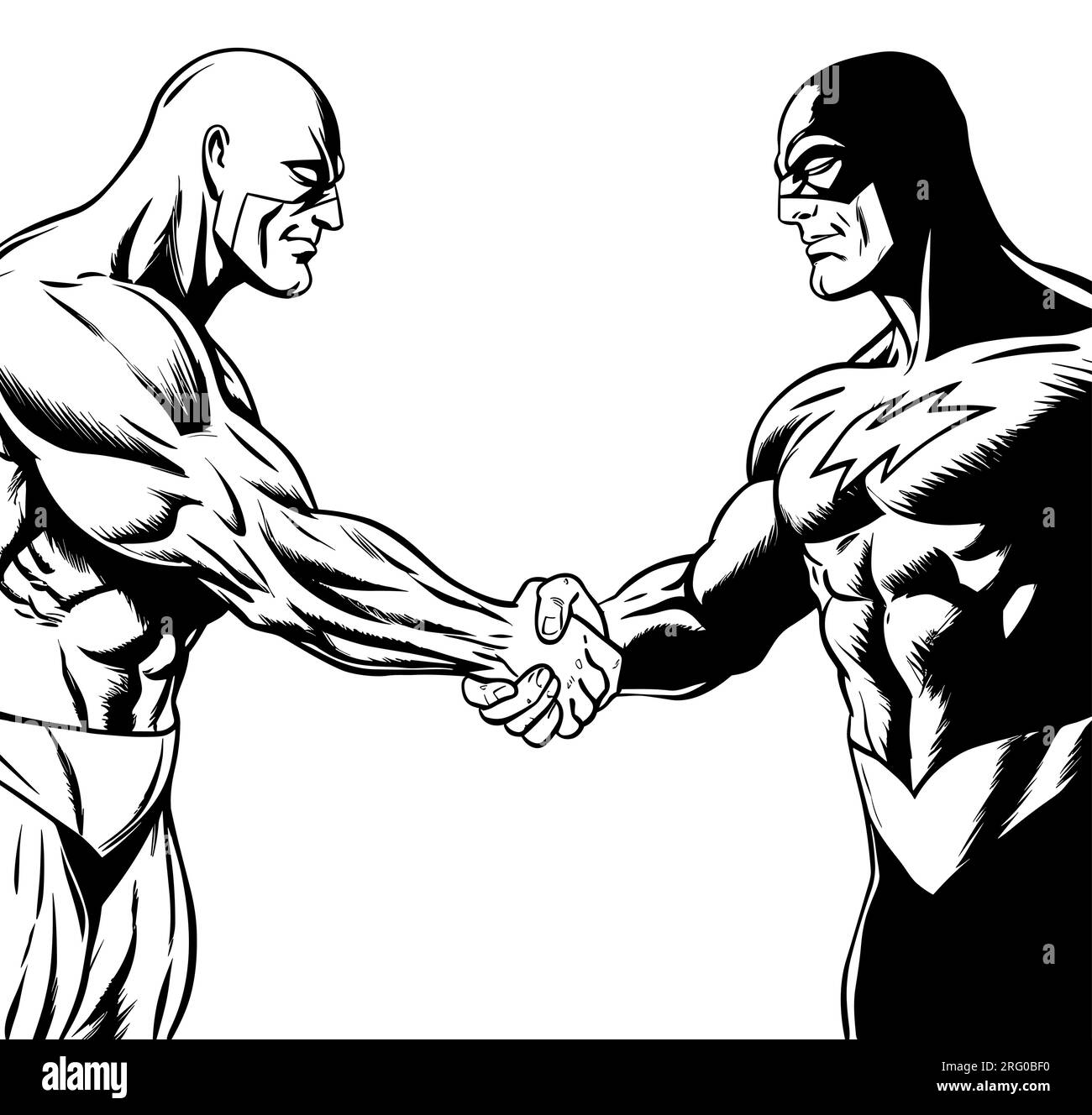 Poignée de main super-héros sur blanc Illustration de Vecteur