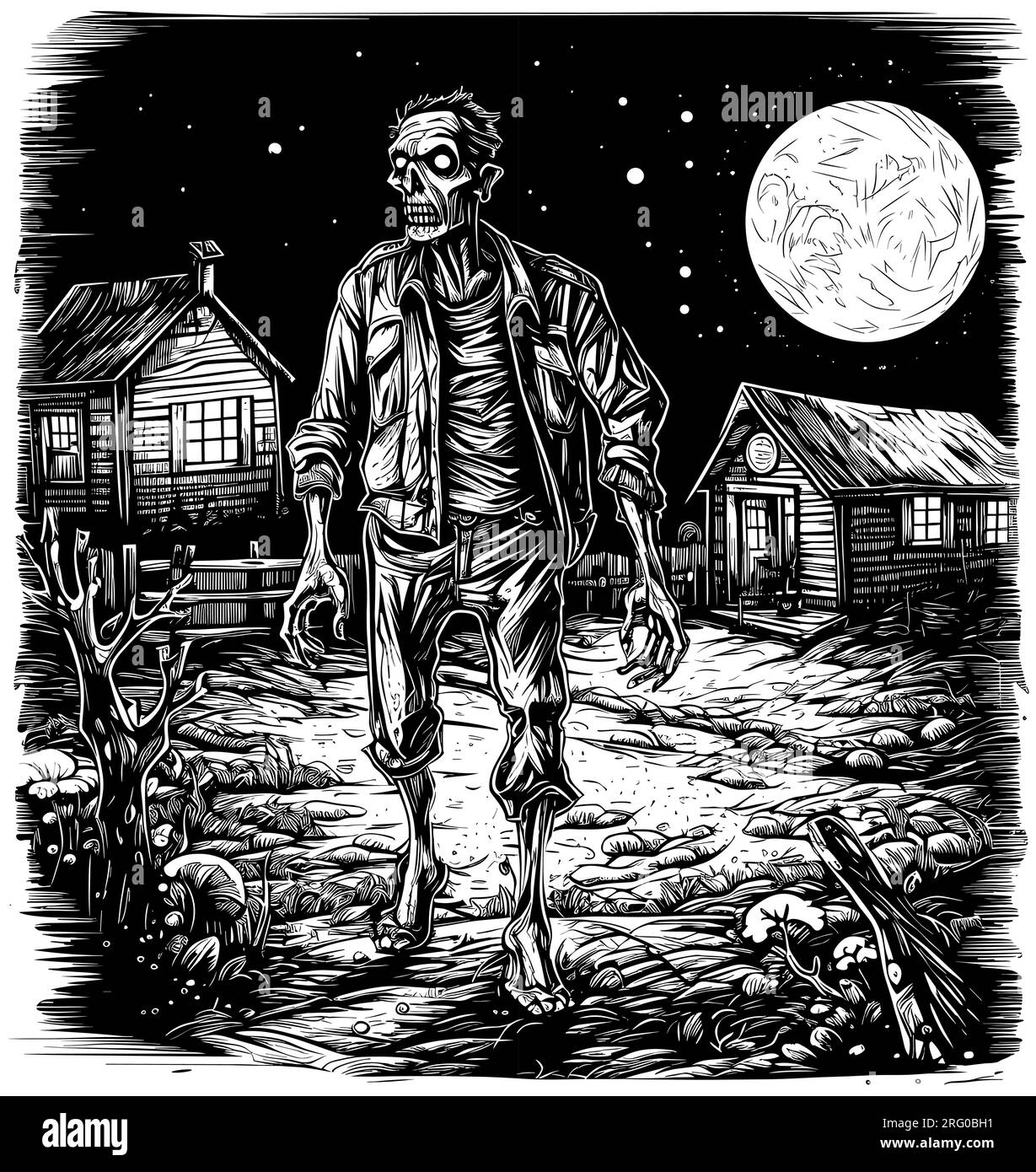 Zombie la nuit Illustration de Vecteur