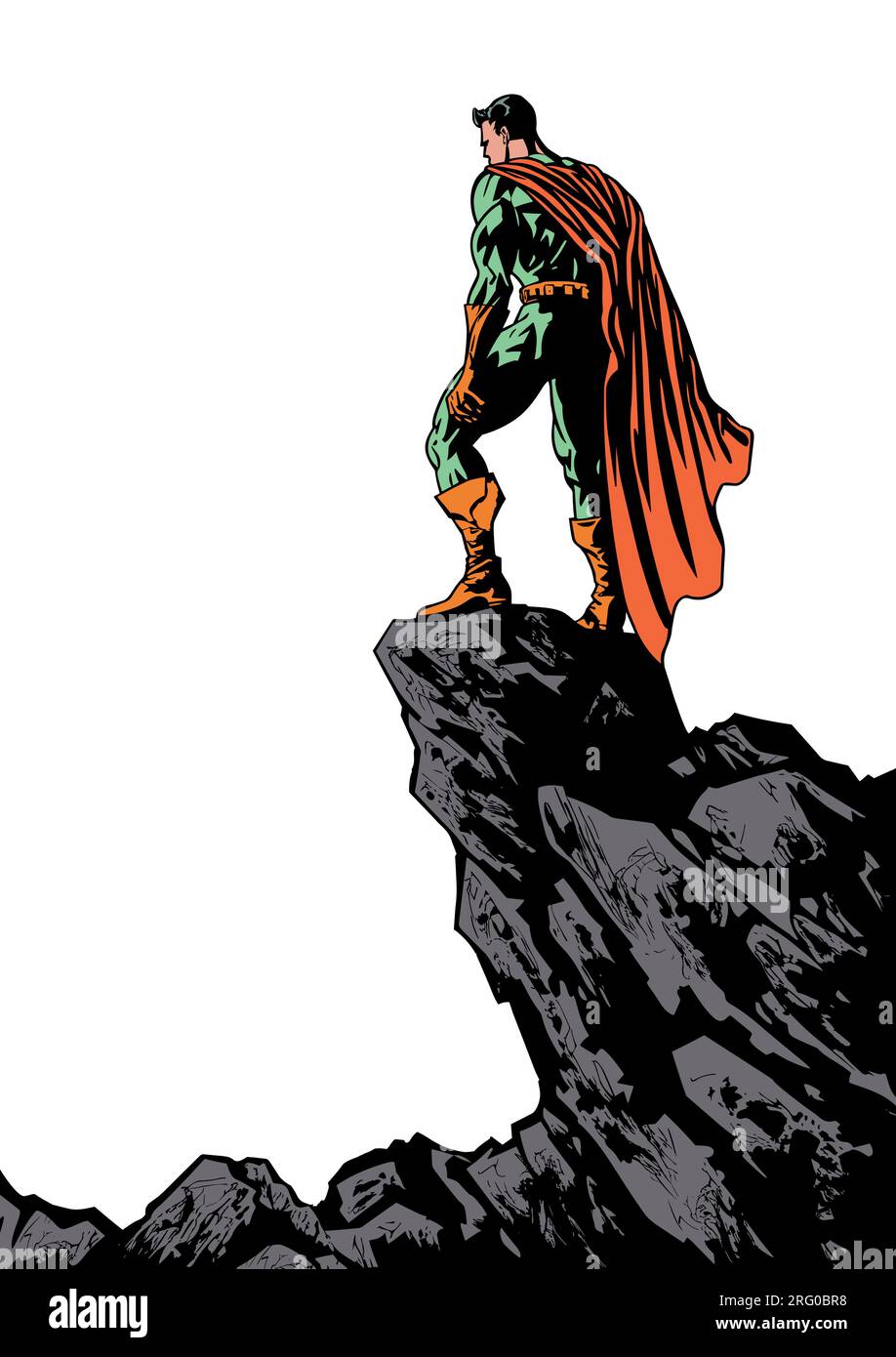 Super-héros sur Cliff sur White Illustration de Vecteur