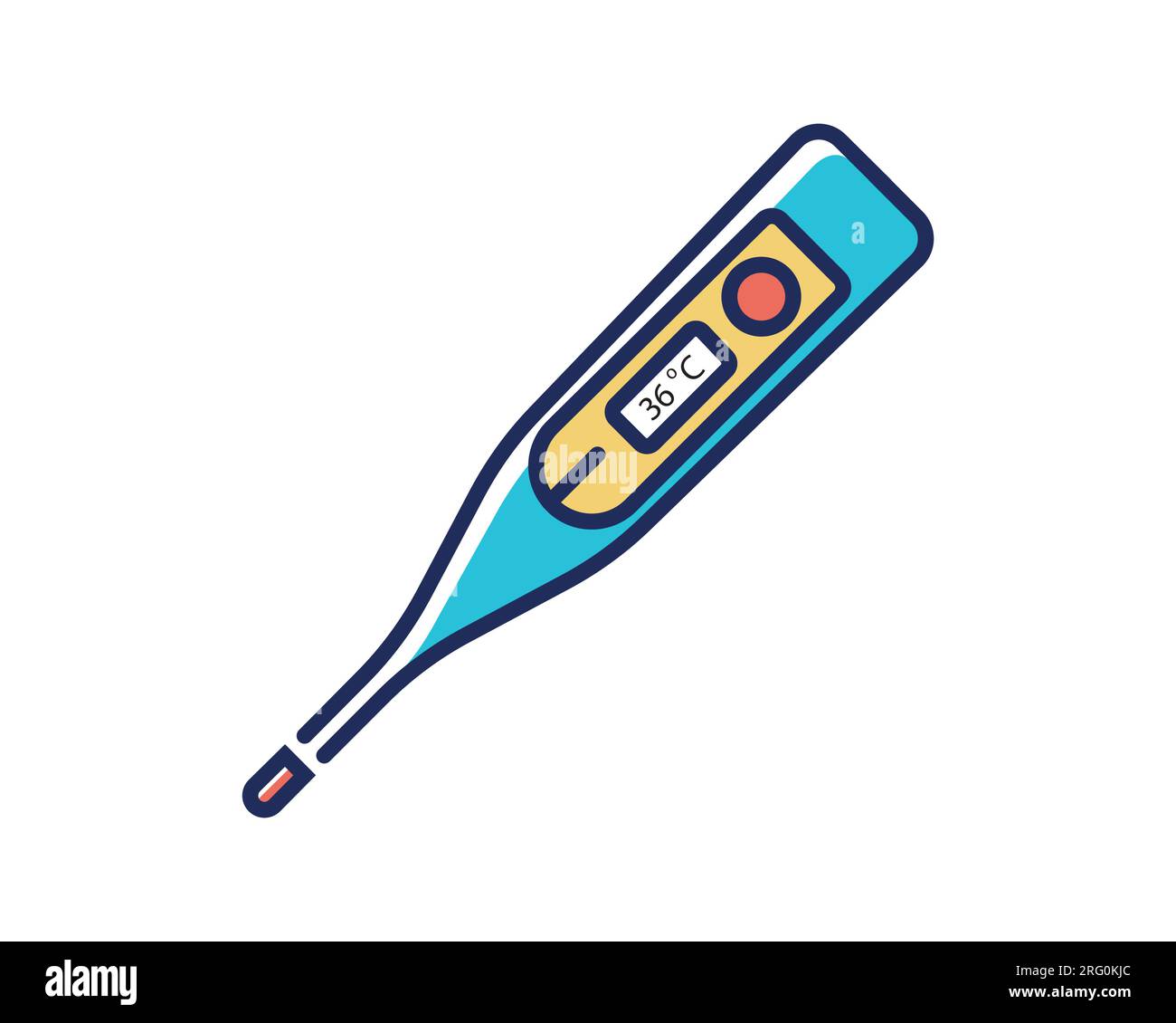 Icône de thermomètre numérique sur fond blanc, style de ligne et de remplissage, illustration vectorielle pour élément de conception médical et médical Illustration de Vecteur