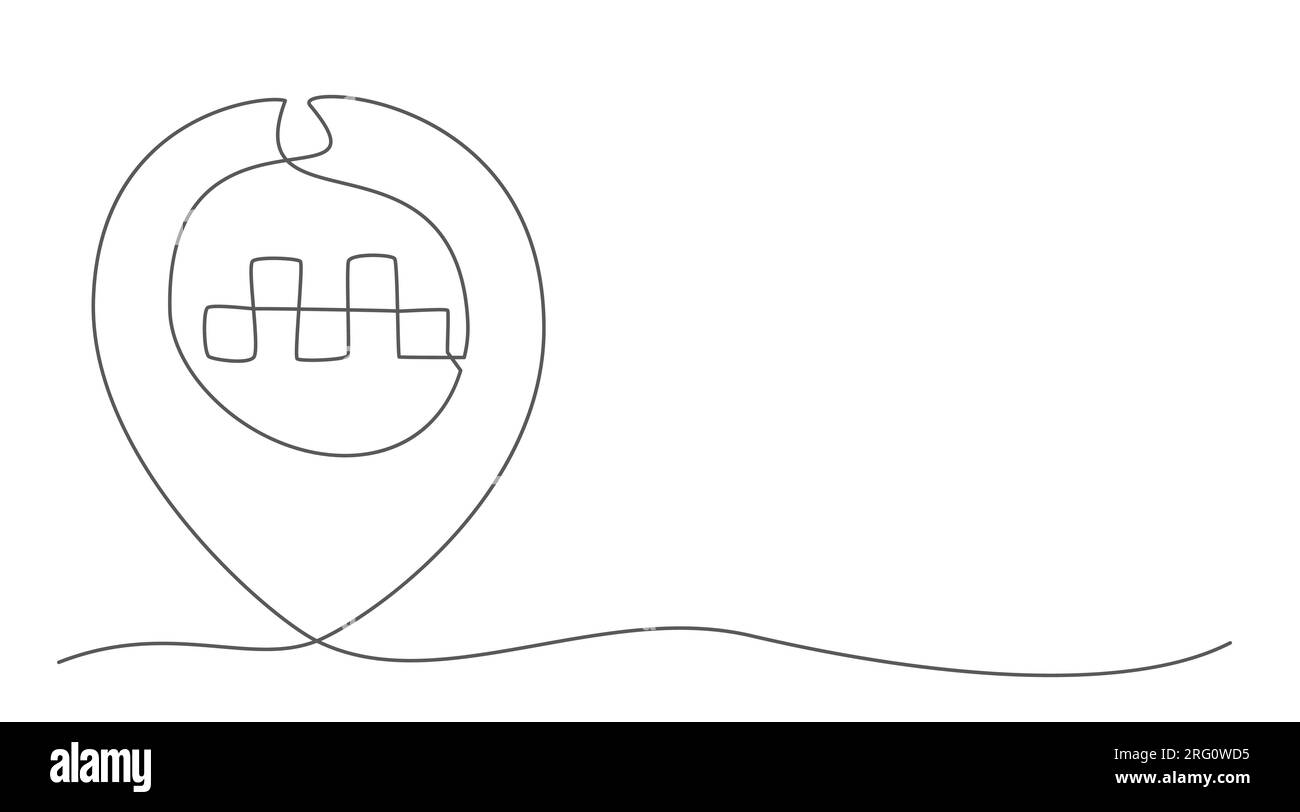 Taxi dessin d'une ligne isolé sur fond blanc Illustration de Vecteur