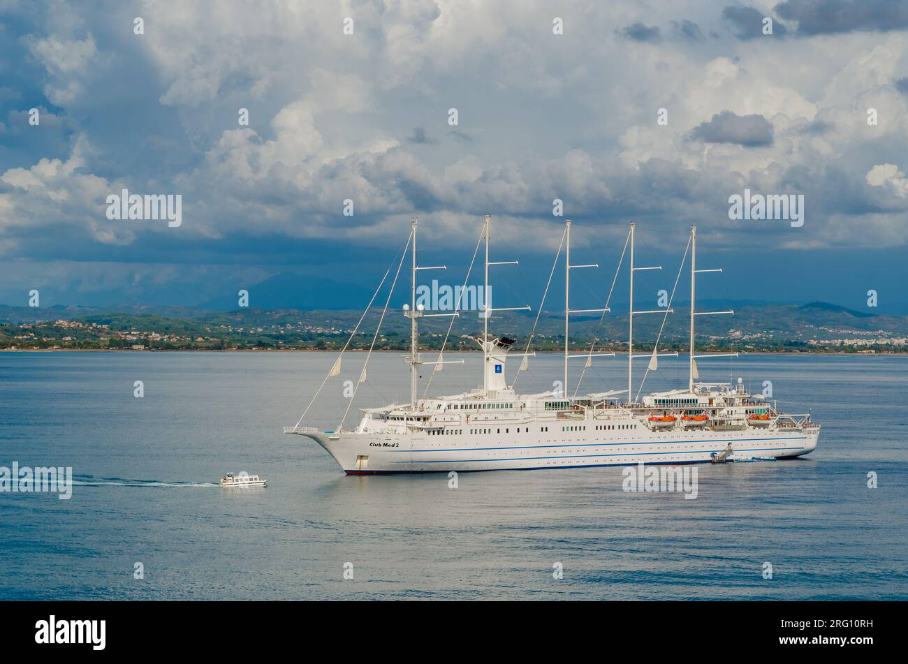 Mer Méditerranée - 21 septembre 2015 - le Club Med 2, une goélette à cinq mâts contrôlée par ordinateur appartenant au Club Med et à Opera Banque D'Images