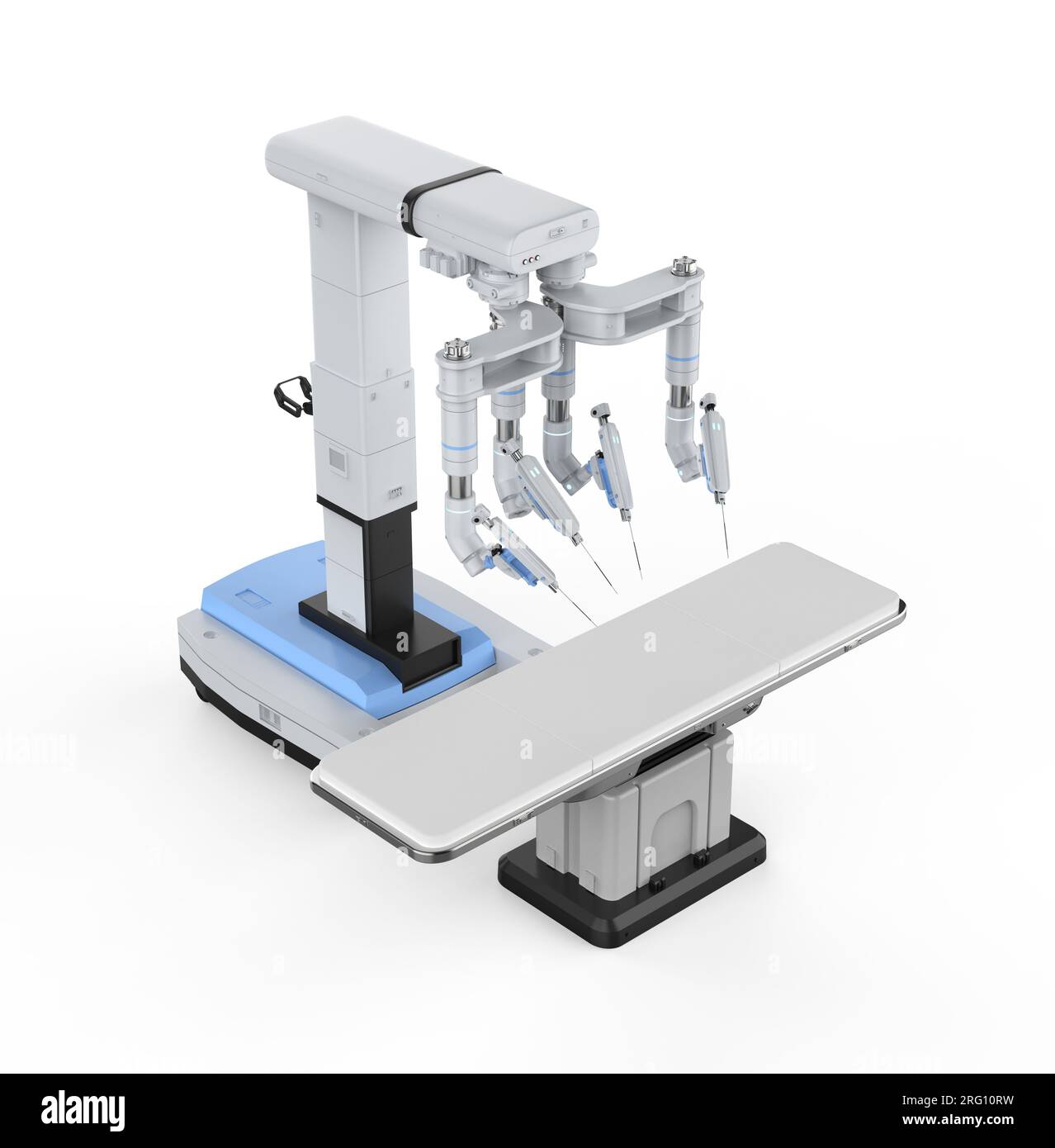 rendu 3d chirurgie assistée robotisée isolée sur fond blanc Banque D'Images
